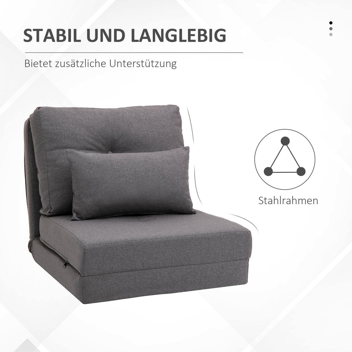 Adjustable folding sofa bed Chair with cushions - Linen