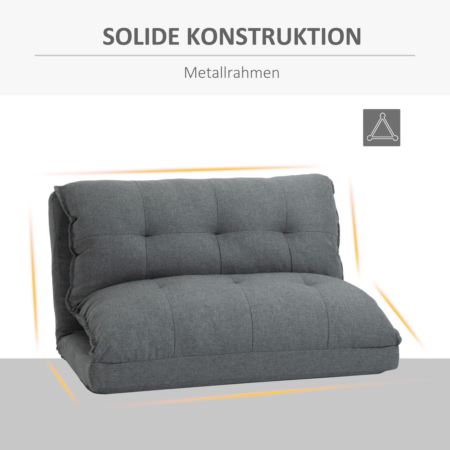 Adjustable gray floor chair - 13-position sofa bed, linen