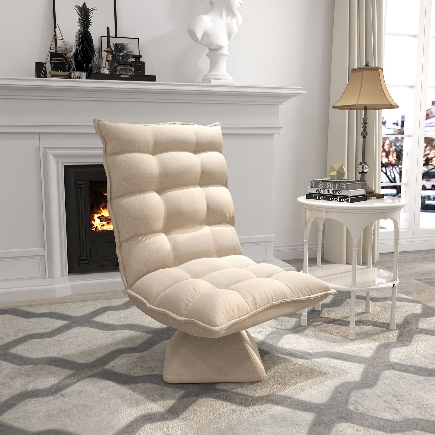 Adjustable floor chair, padded sofa, beige