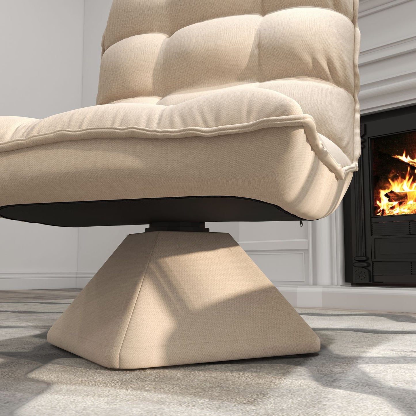 Adjustable floor chair, padded sofa, beige