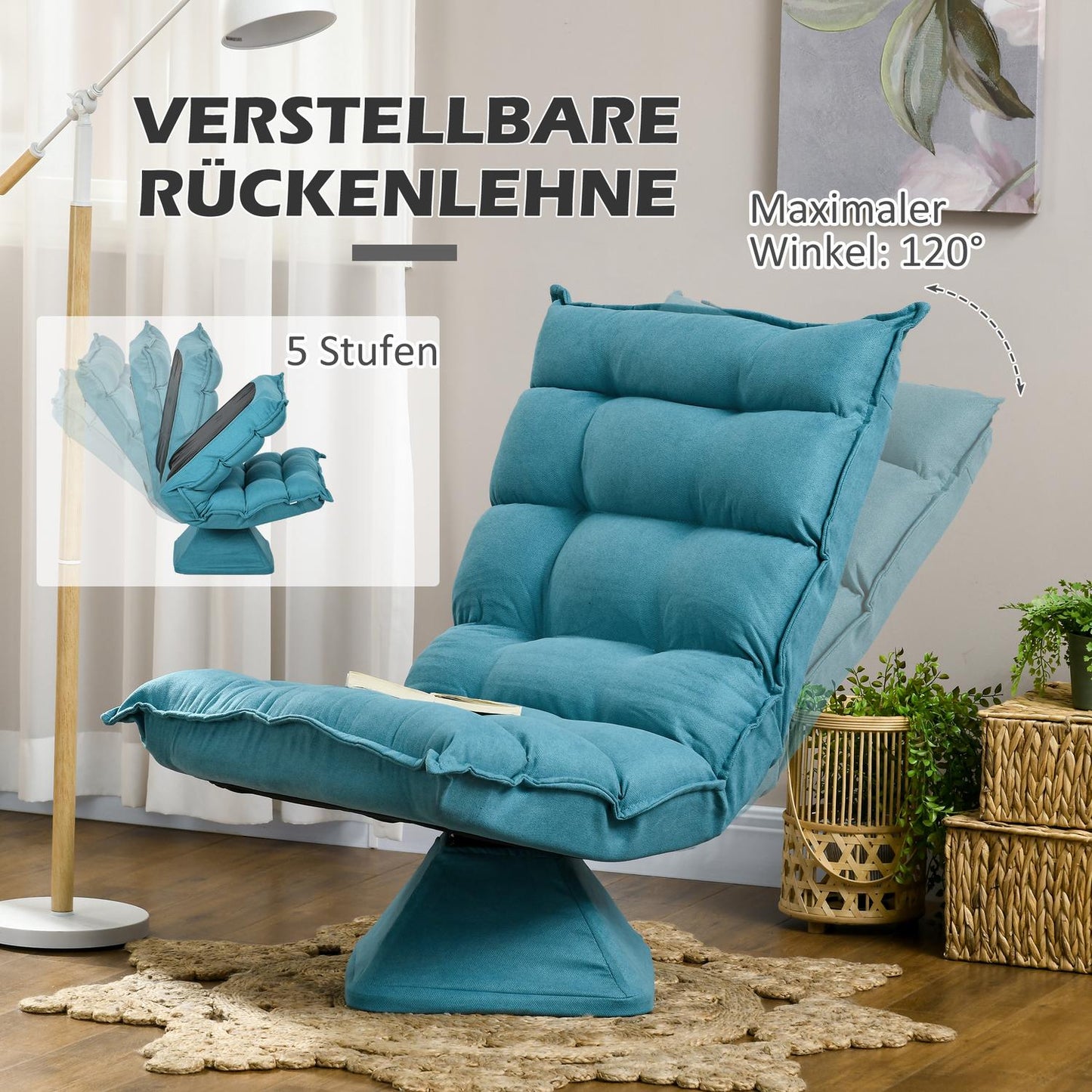 Adjustable floor chair - Blue Meditation sofa