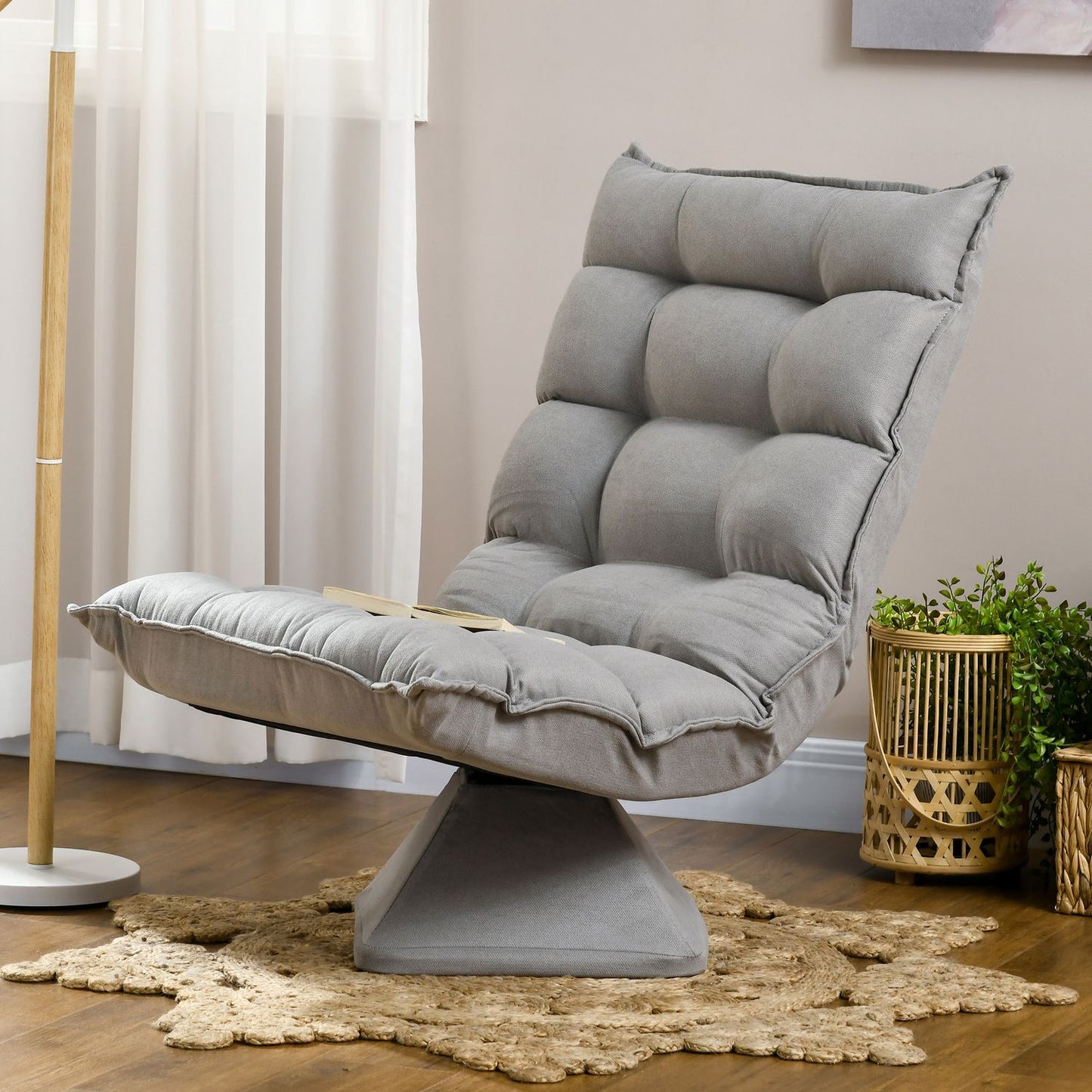 Adjustable floor chair, light gray meditation sofa