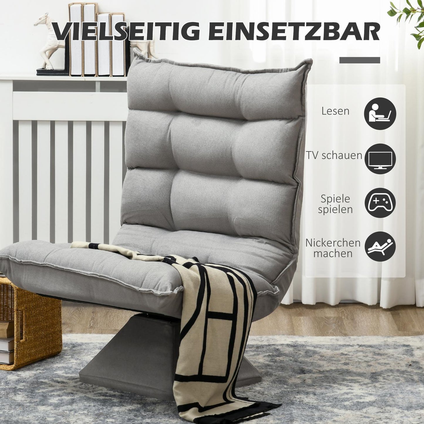Adjustable floor chair, light gray meditation sofa