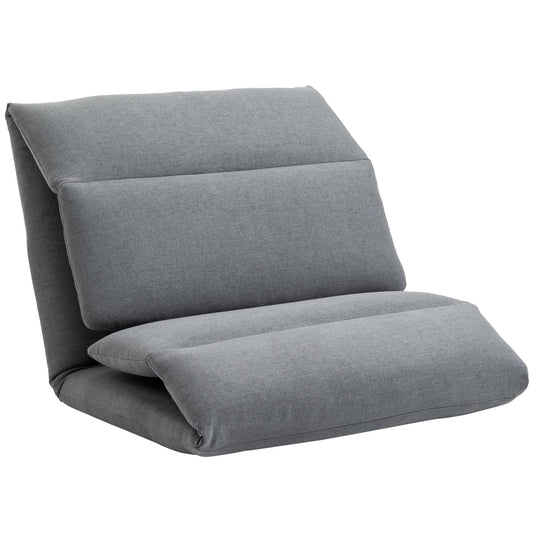 Adjustable floor chair, folding and collapsible, dark gray