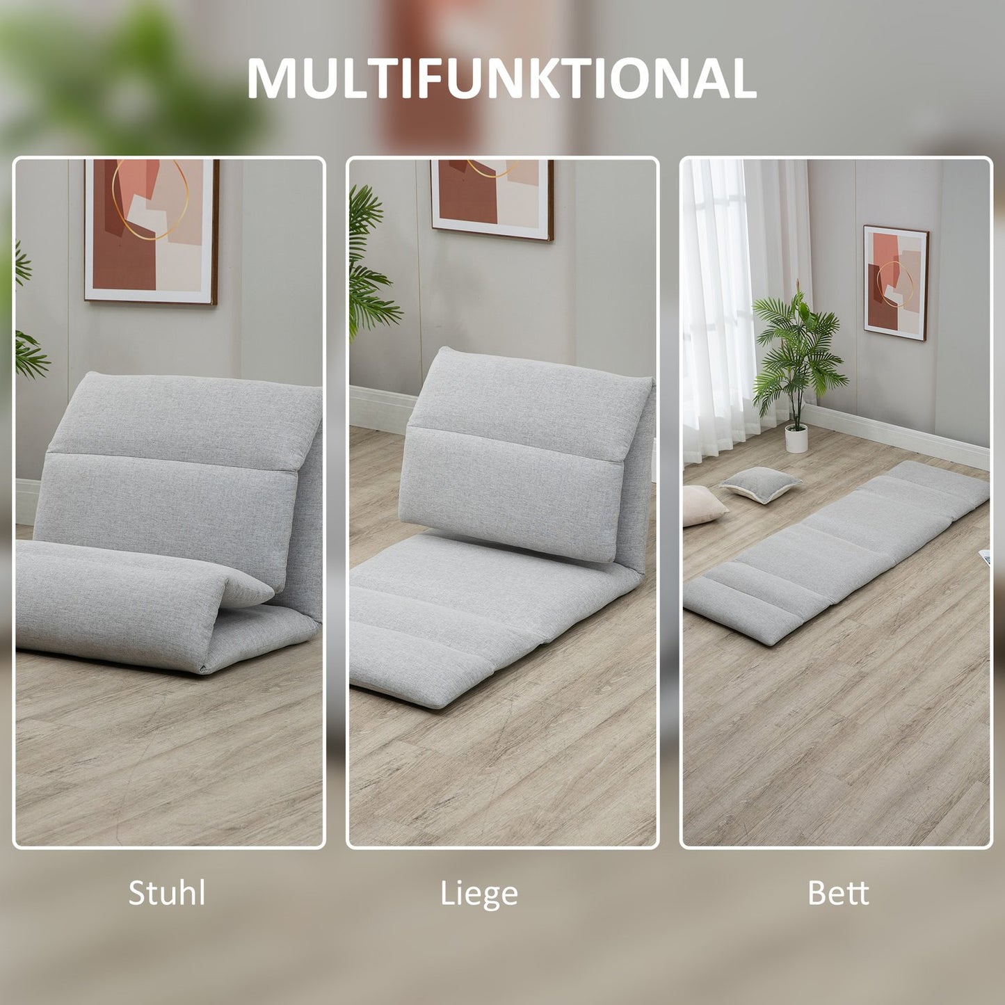 Adjustable floor chair with backrest in 5 levels