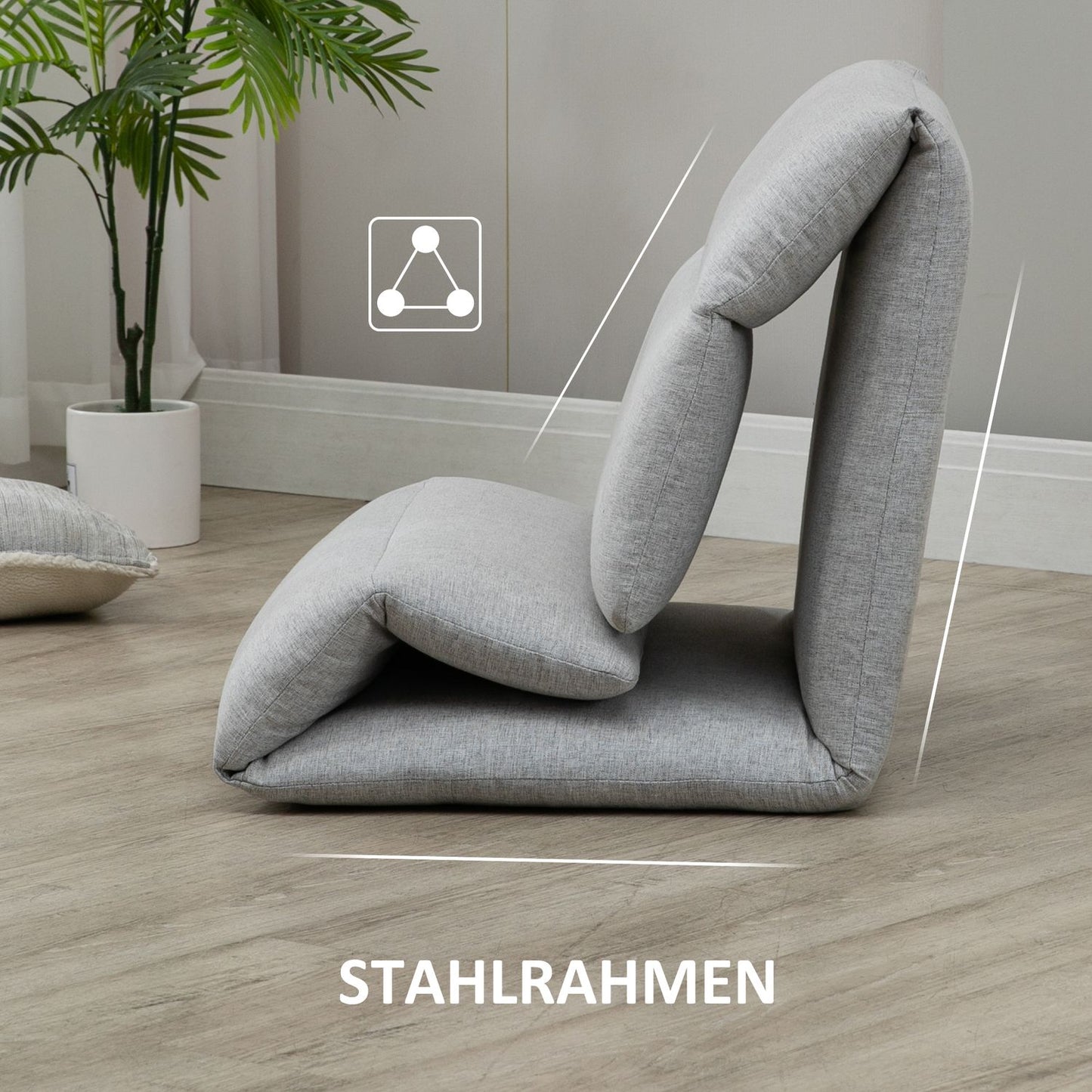 Adjustable floor chair with backrest in 5 levels