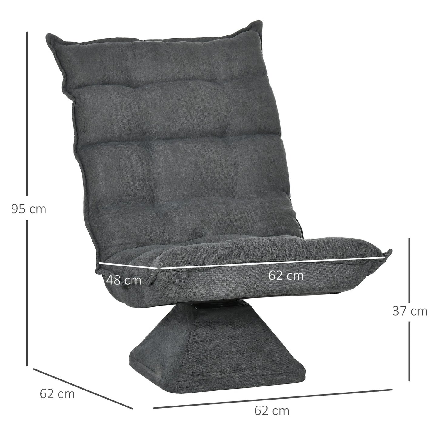 Adjustable gray floor chair - swivel, microfiber comfort