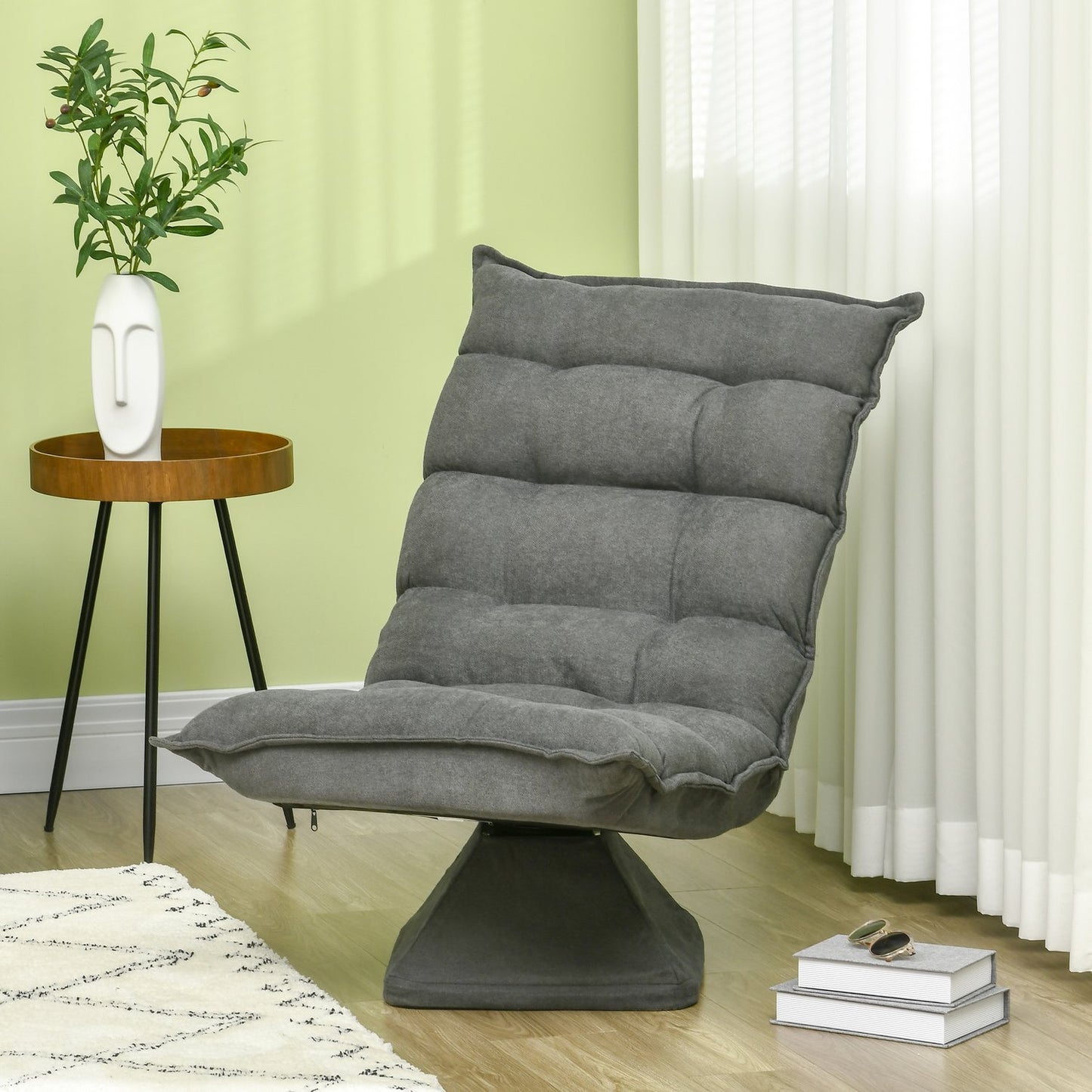 Adjustable gray floor chair - swivel, microfiber comfort