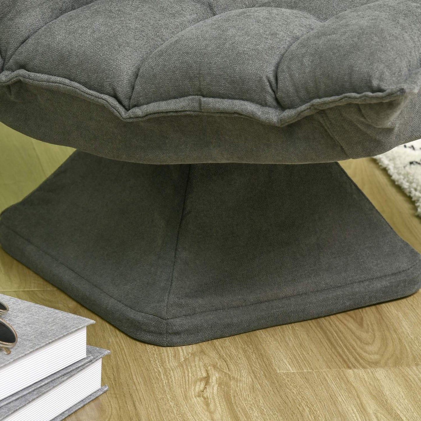 Adjustable gray floor chair - swivel, microfiber comfort