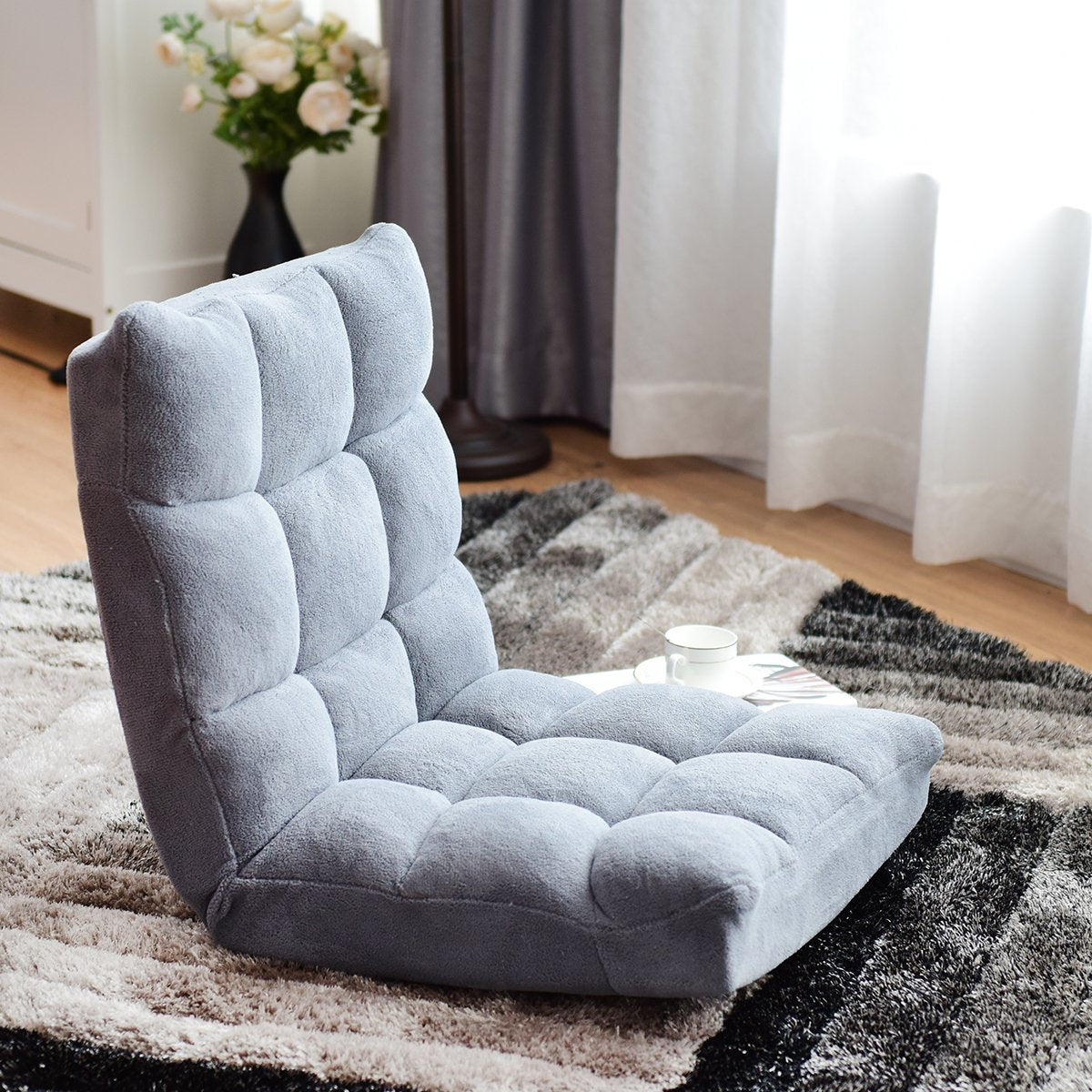 Floor Chair Foldable Lazy Sofa Lazy Tatami Floor Cushion Black/Gray/Coffee Gray