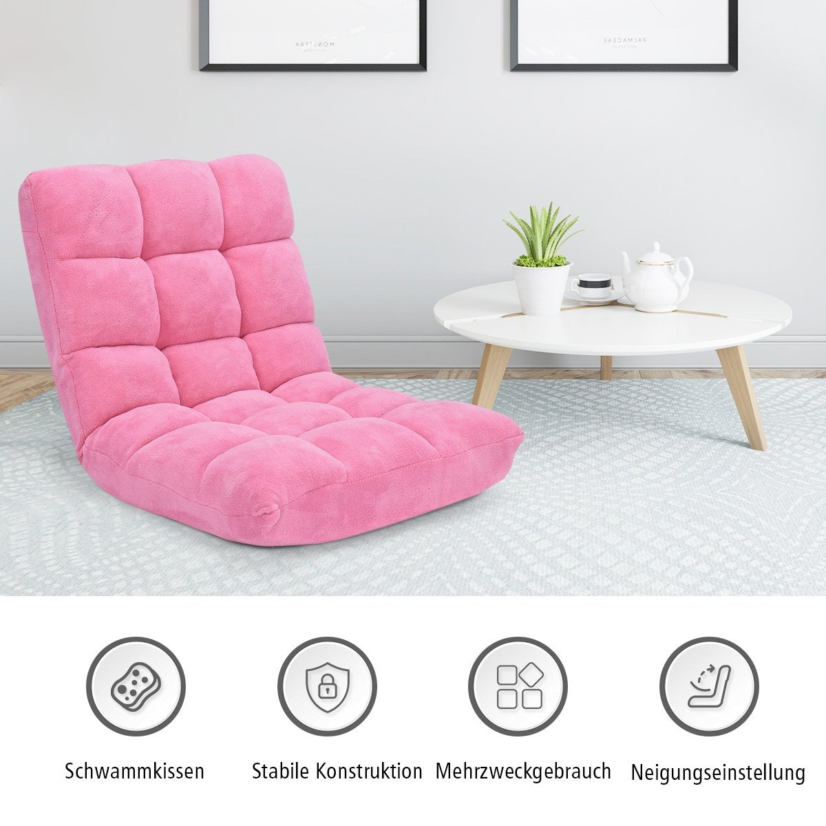 Floor Chair Foldable Lazy Sofa Lazy Tatami Floor Cushion Black/Gray/Coffee Pink