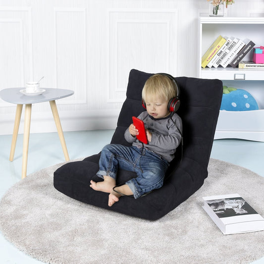Floor Chair Foldable Lazy Sofa Lazy Tatami Floor Cushion Black/Grey/Coffee Black