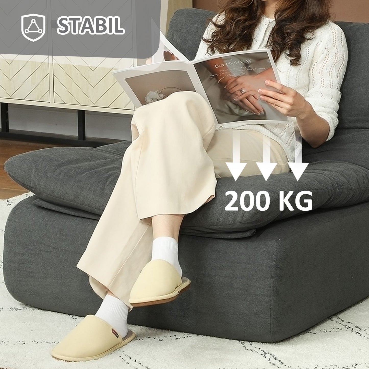 Gray floor chair - Ultra-High Density Foam, washable cover