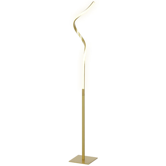 Dimmable LED floor lamp, spiral design, 3 light colors, gold