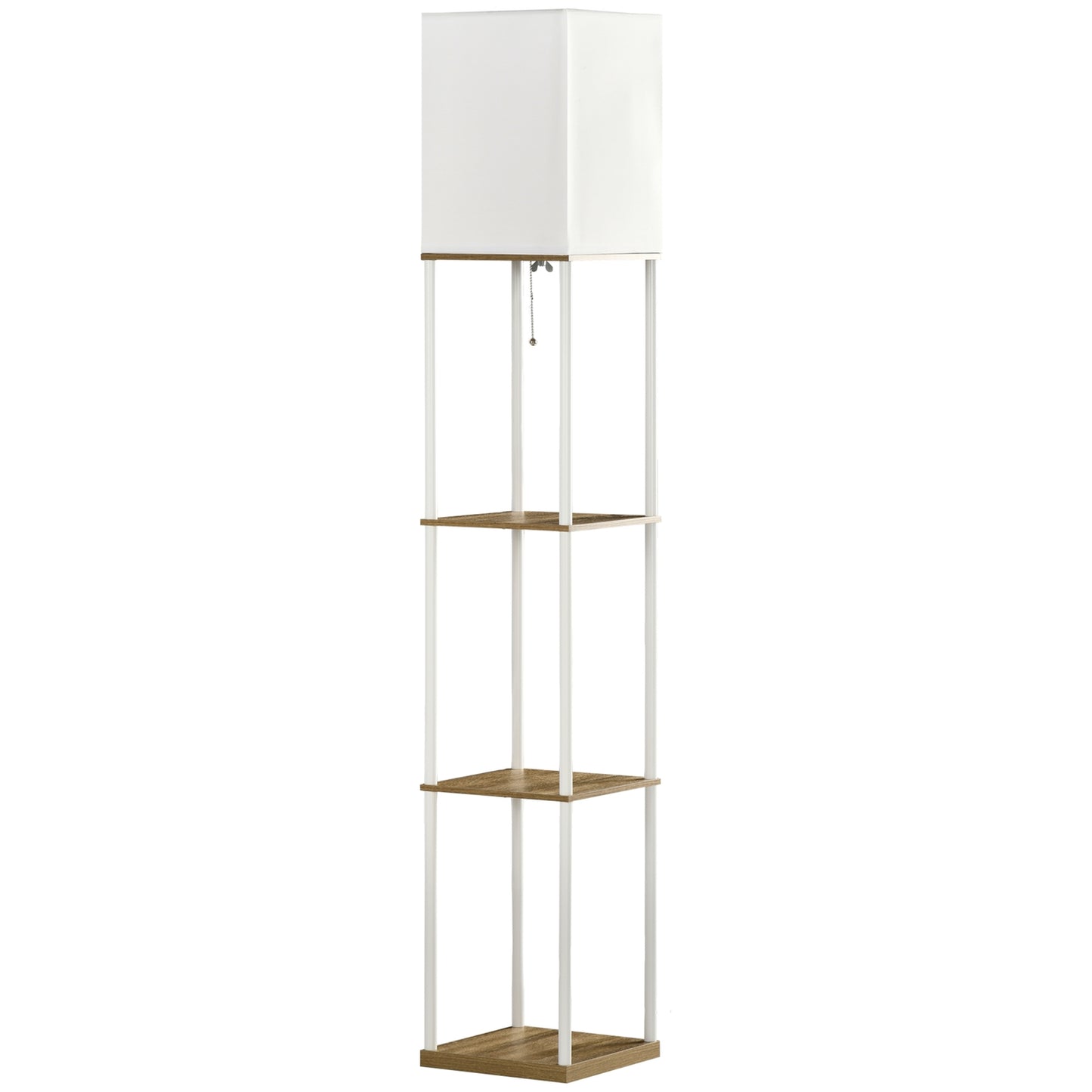 White floor lamp with fabric shade, E27 Socket, 40W