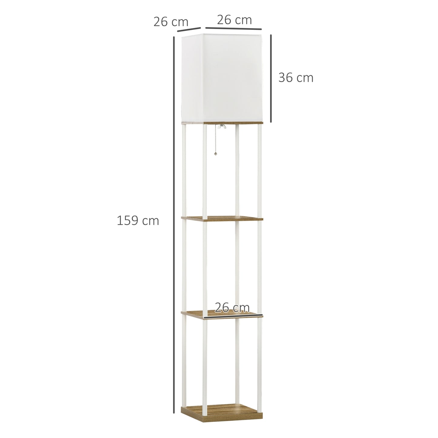 White floor lamp with fabric shade, E27 Socket, 40W