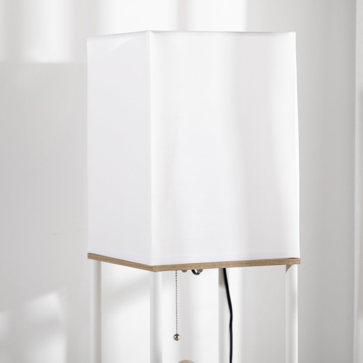 White floor lamp with fabric shade, E27 Socket, 40W