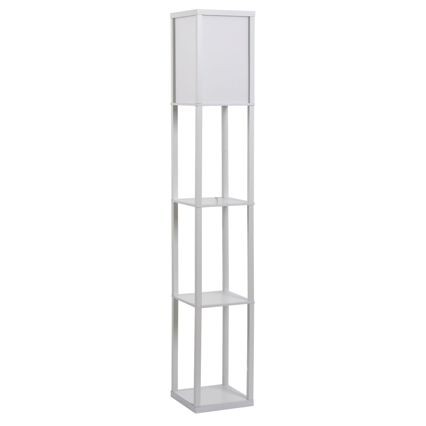 Floor lamp with 3 shelves, E27 socket, white, 26x160cm