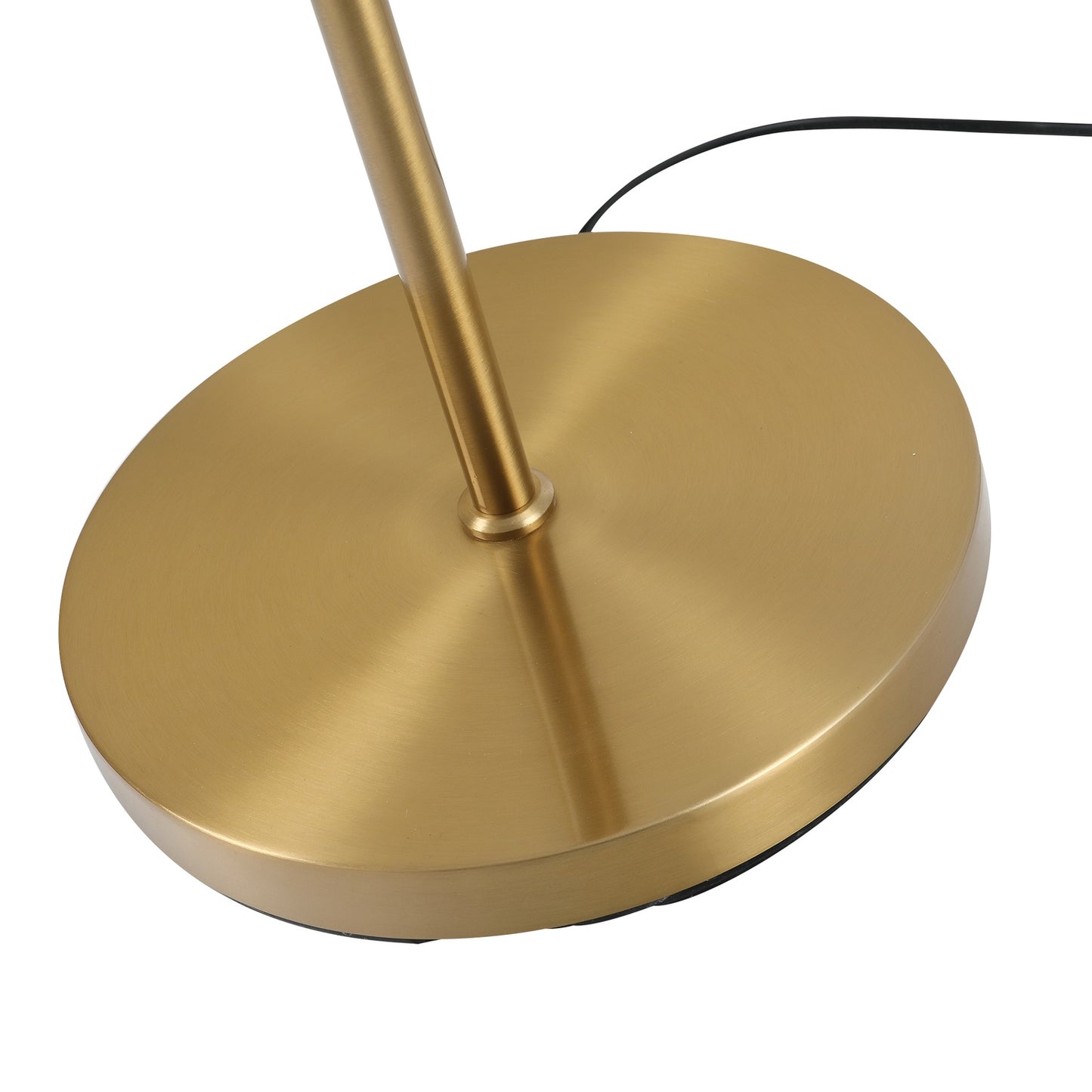 Floor lamp with 2-part glass shade - steel & glass, golden