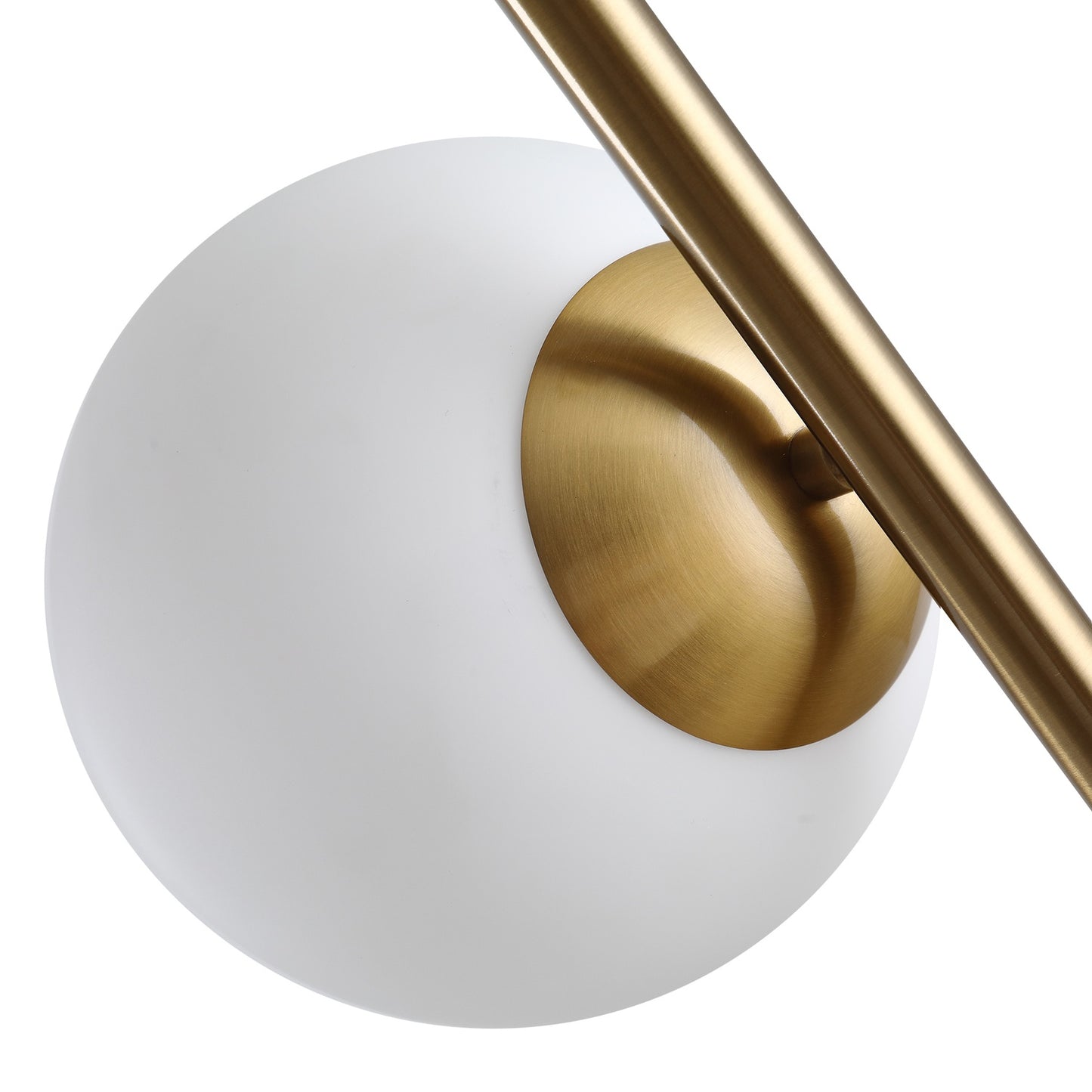 Floor lamp with 2-part glass shade - steel & glass, golden
