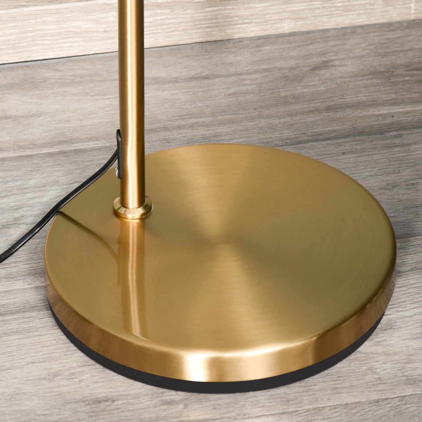 Gold & white floor lamp, E27 Base - steel & linen, 153cm