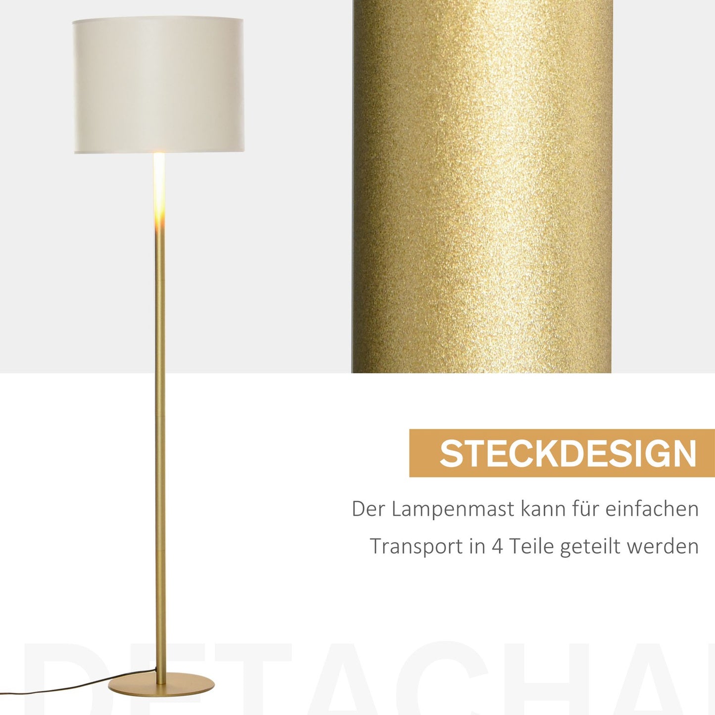 White metal floor lamp for living room, Ø40 x 160H Cm
