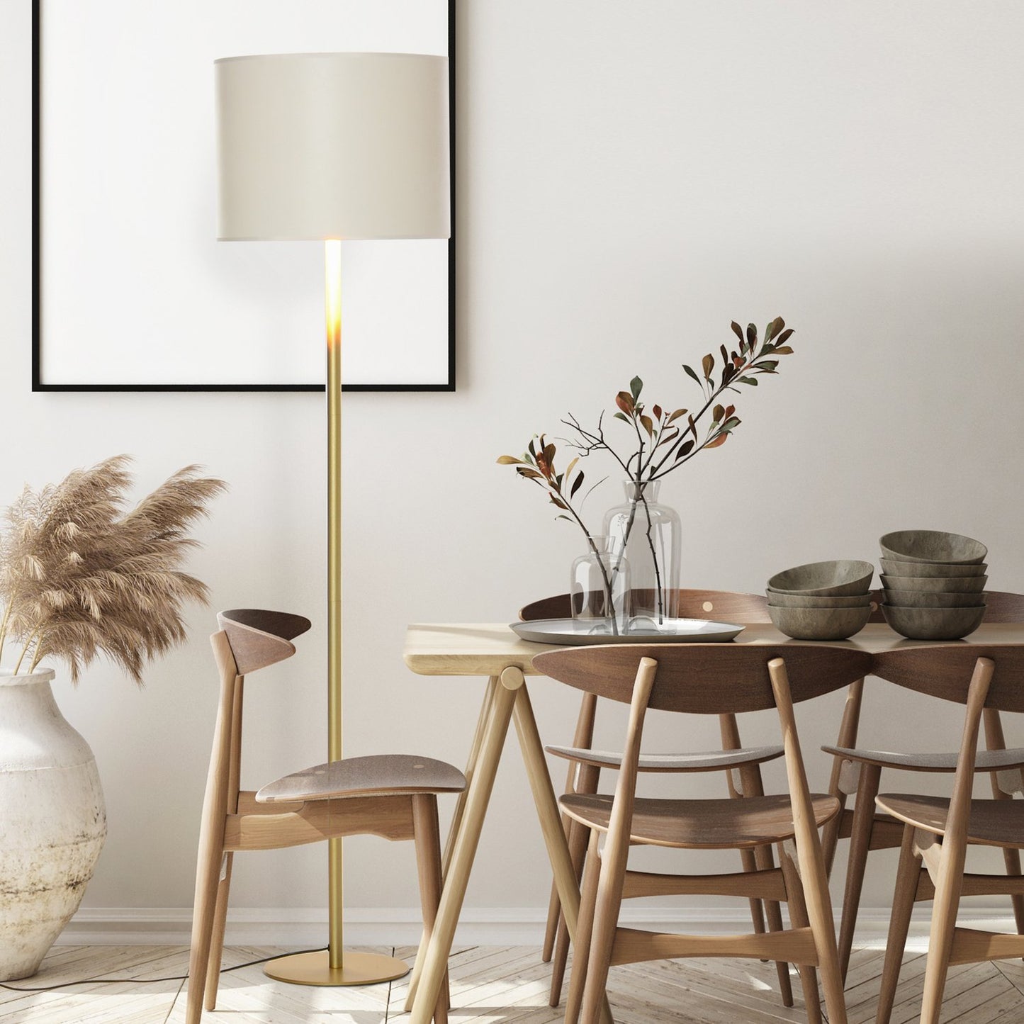 White metal floor lamp for living room, Ø40 x 160H Cm