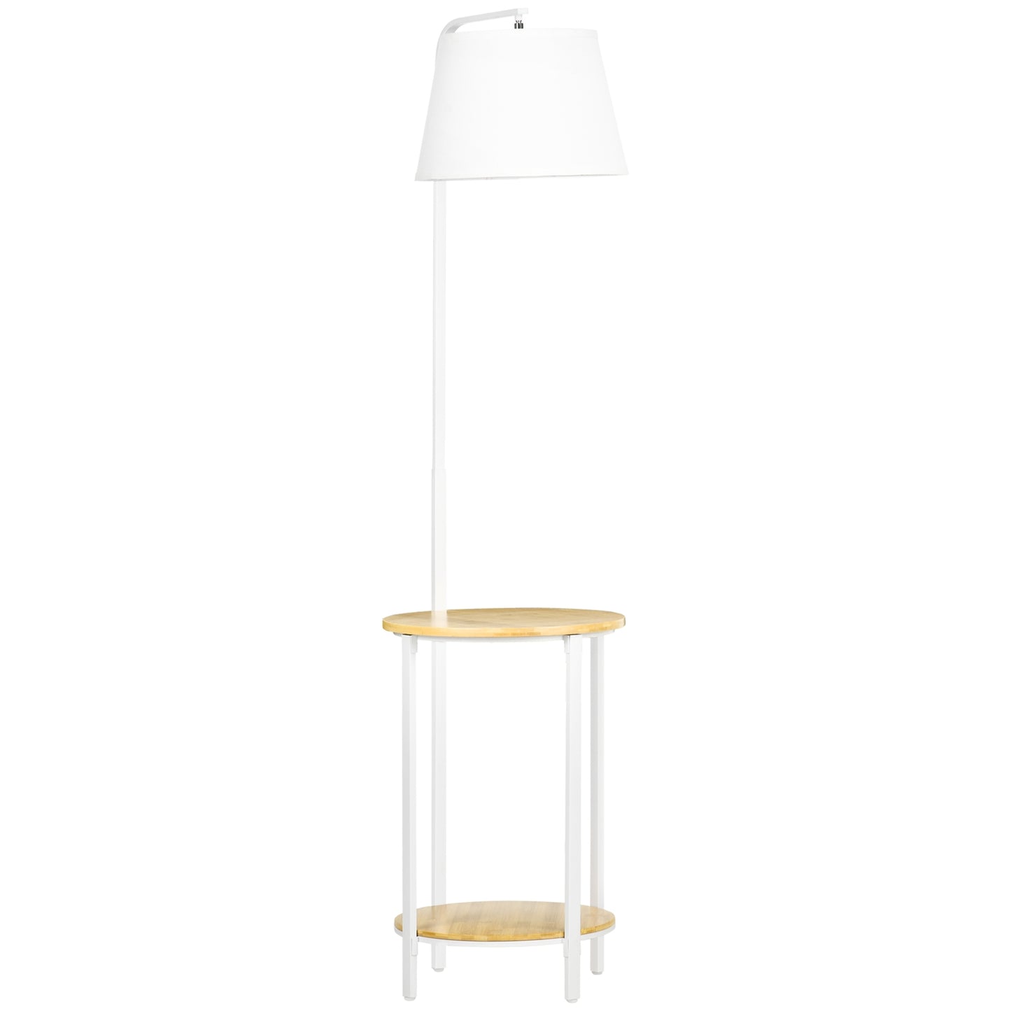 Floor lamp in white metal, 40W, Shade in linen, 162 cm Height