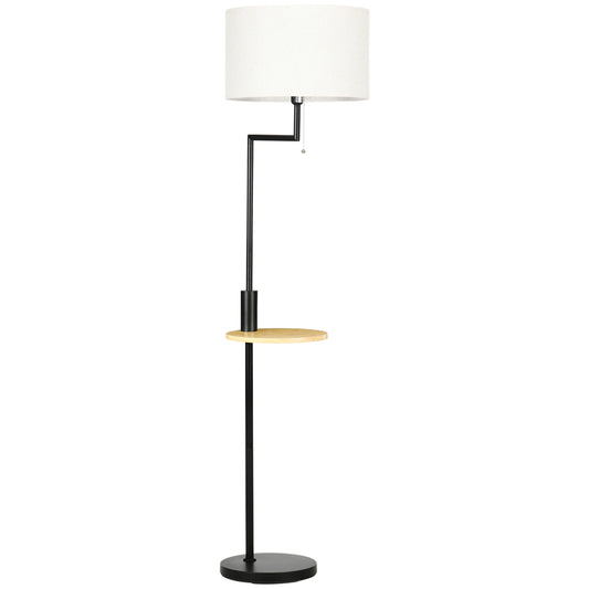 Floor lamp with shelf & USB port, steel, cream, 40W