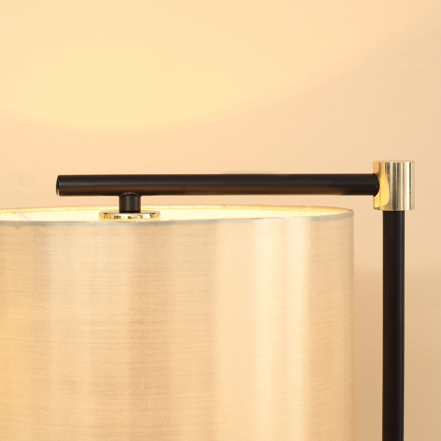 Modern floor lamp, 40W, E27, fabric shade, gold+black