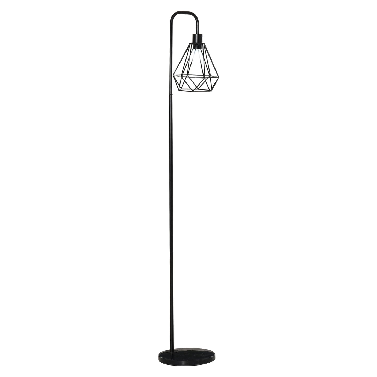 Floor lamp in industrial style, E27 Base, Steel & Marble, Black