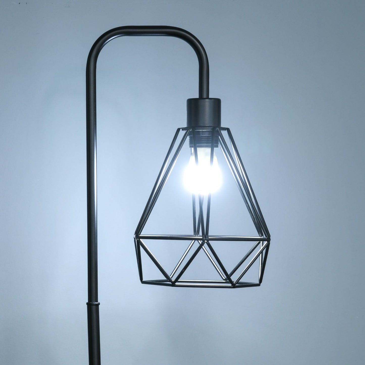 Floor lamp in industrial style, E27 Base, Steel & Marble, Black