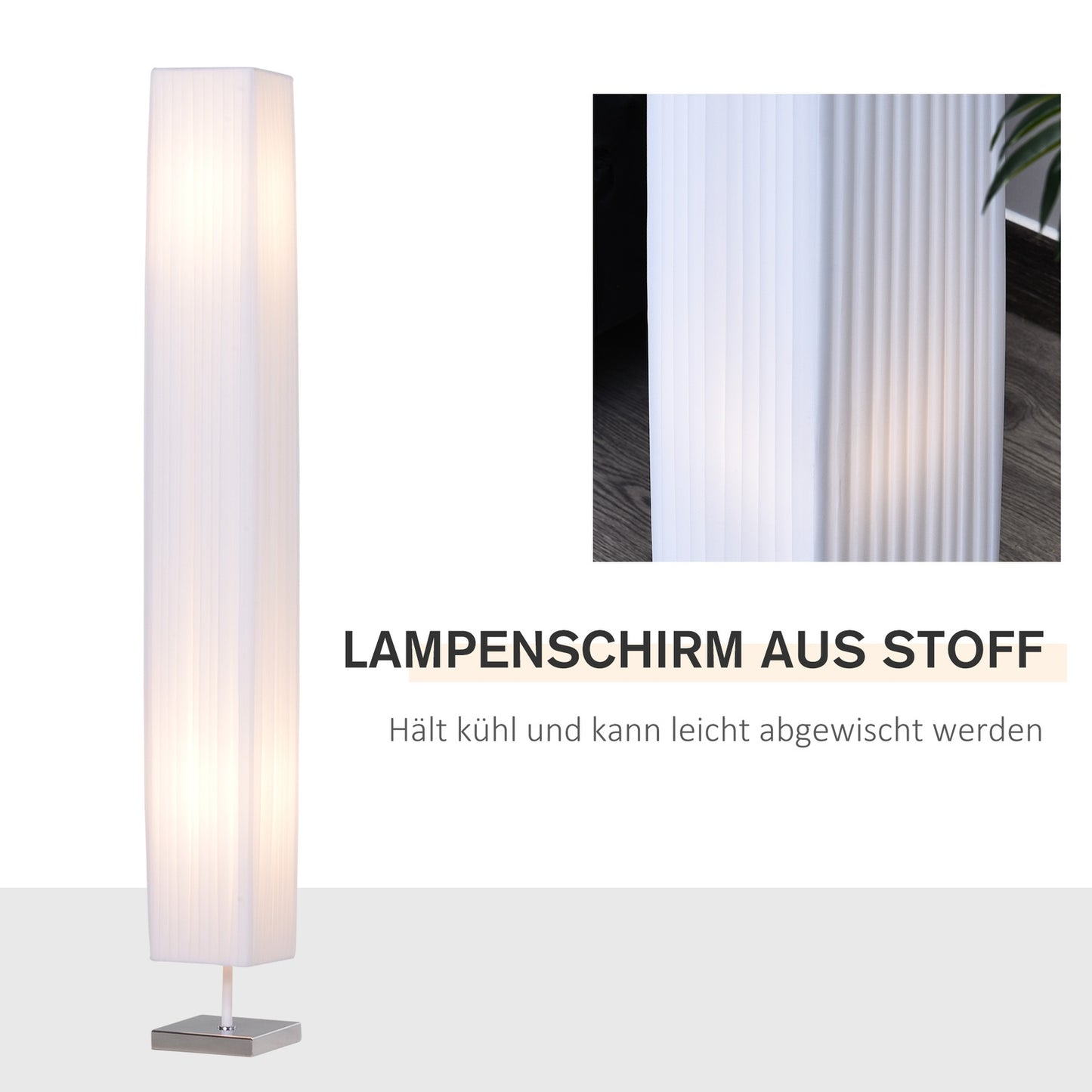Modern floor lamp, white stainless steel, E27 socket
