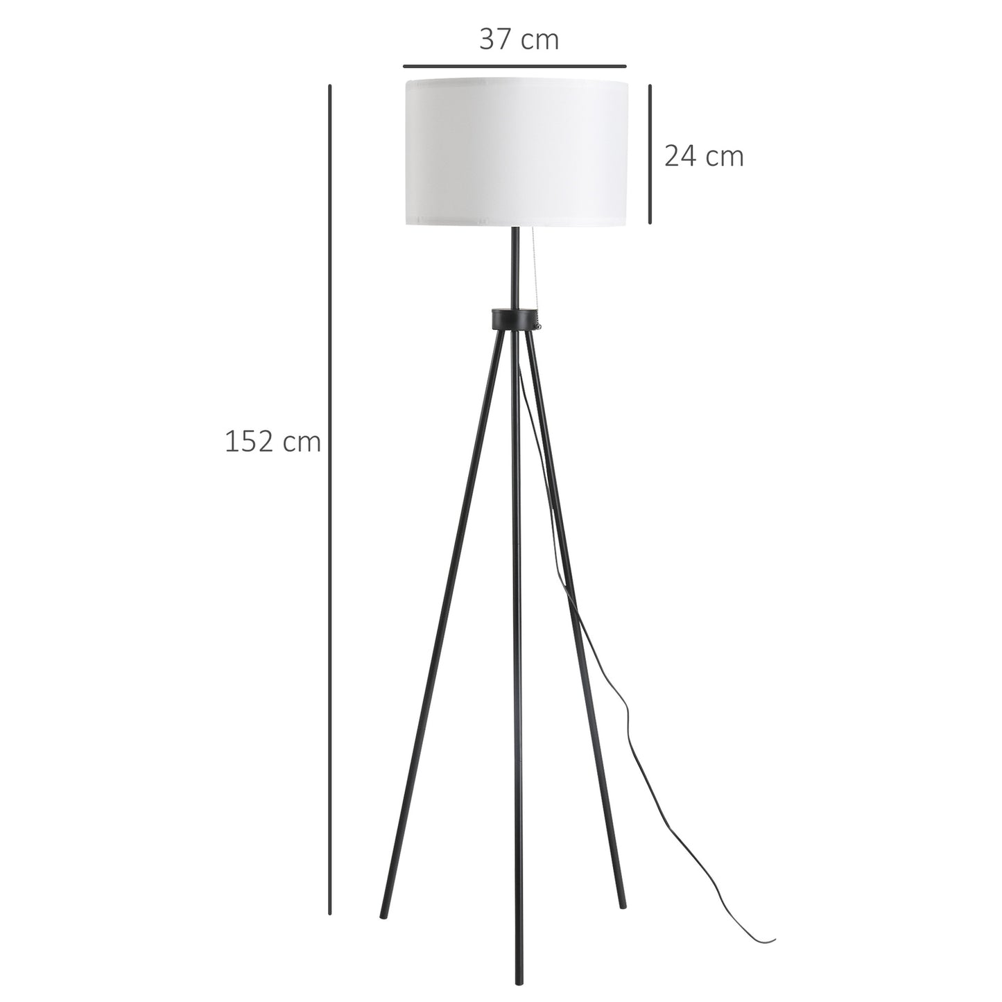 Modern black & white floor lamp E27, steel & polyester
