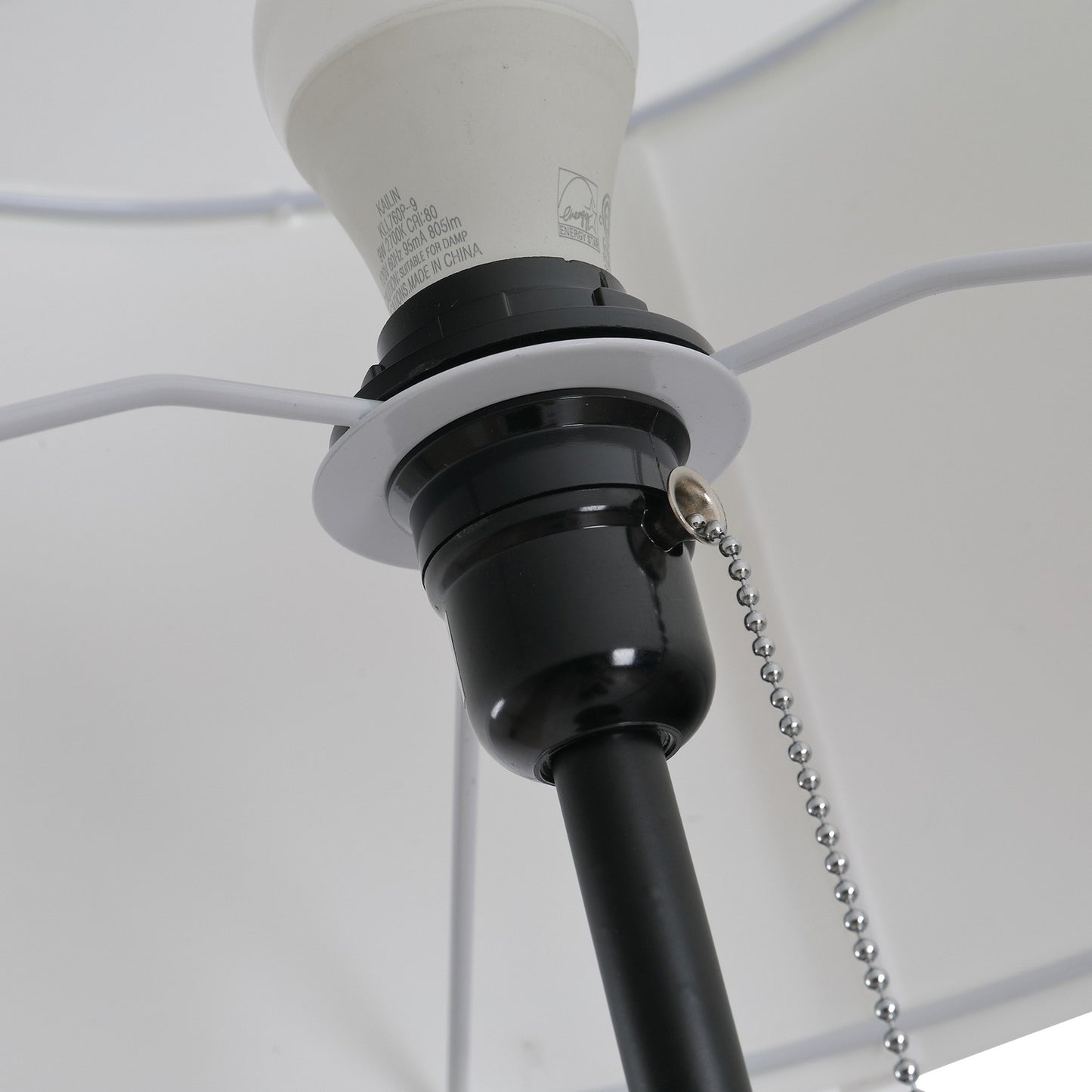 Modern black & white floor lamp E27, steel & polyester