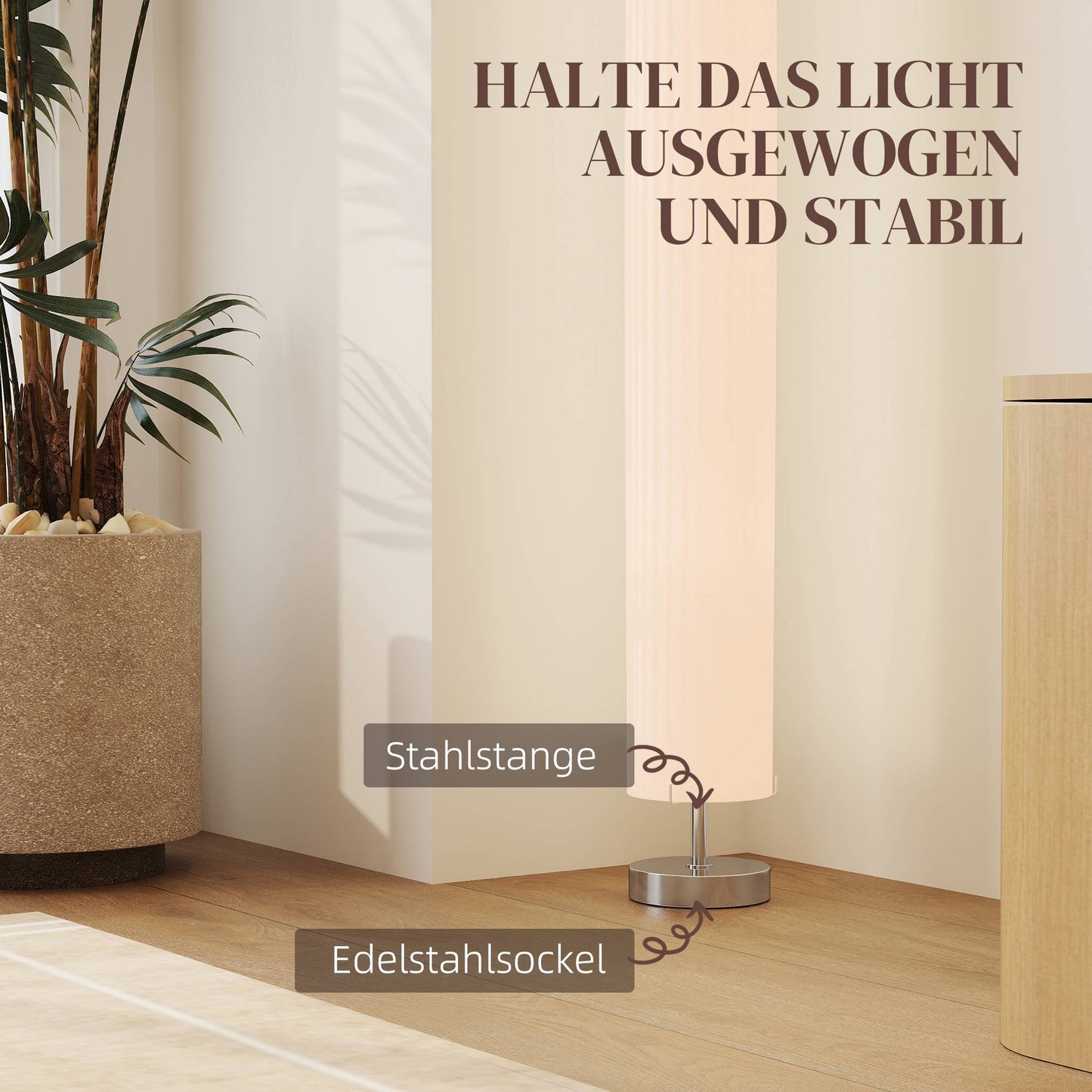 Floor Lamp, Stainless Steel, E27 Base, 120 cm
