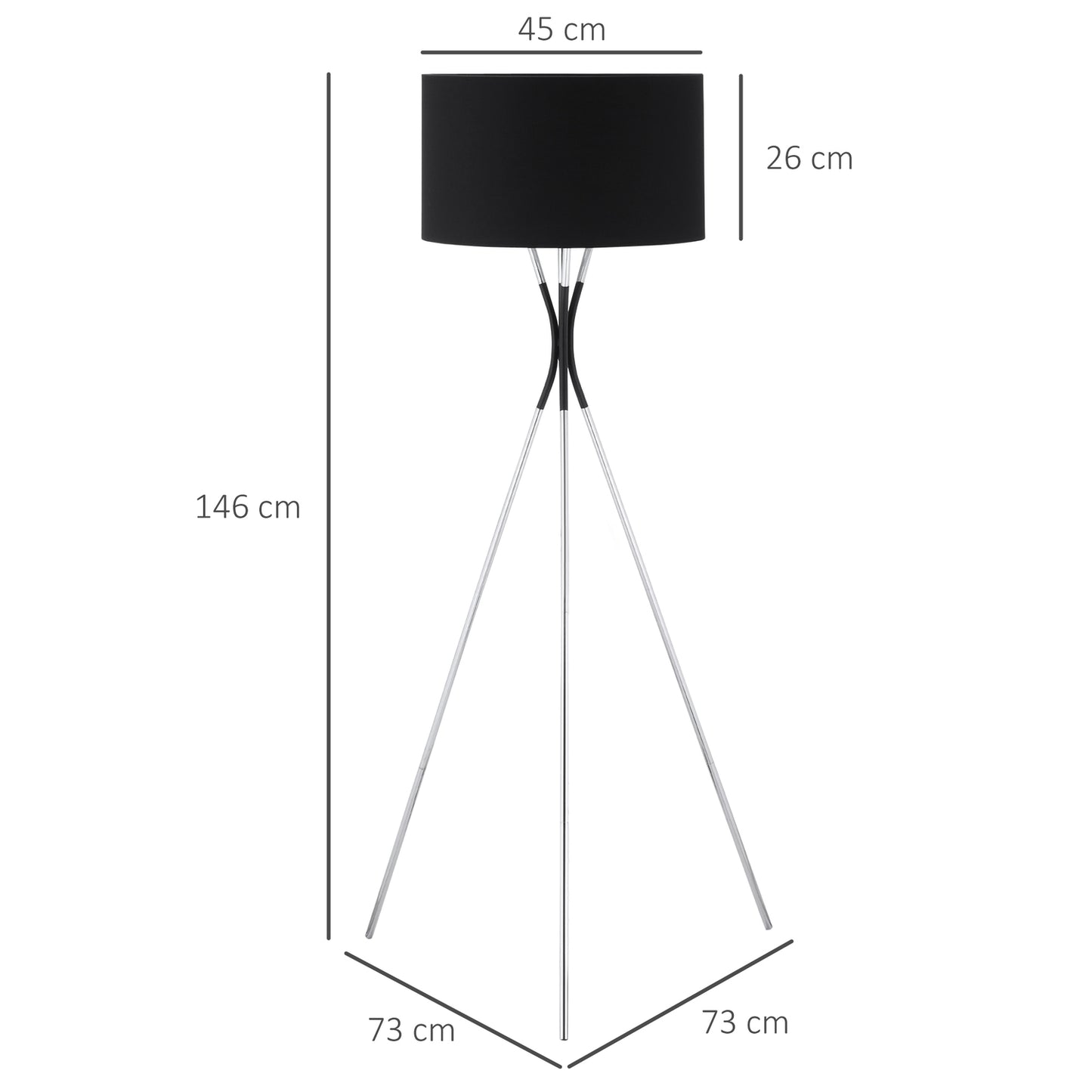 Stand floor lamp, elegant 40W, fabric shade, metal base