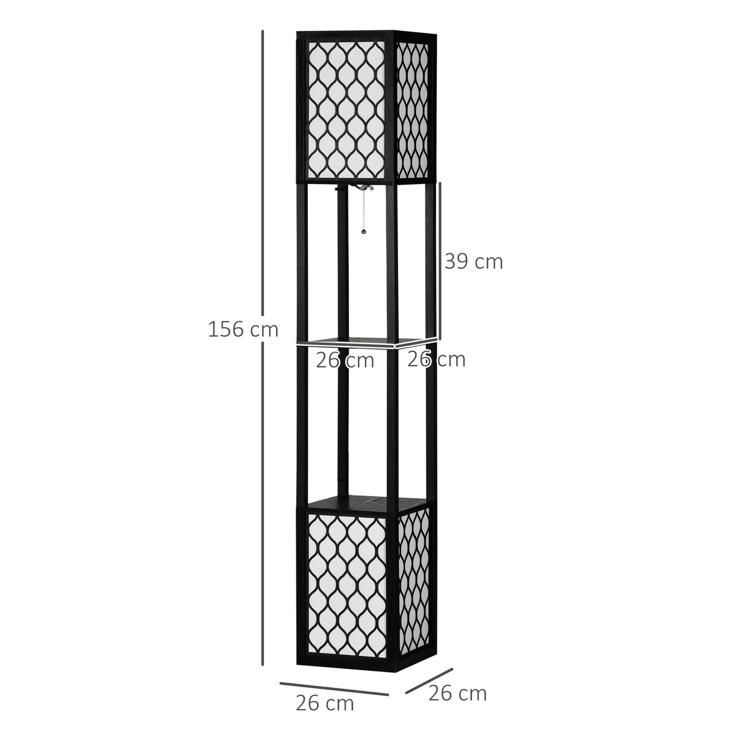 Floor lamp with shelf, double light, 40W zipper
