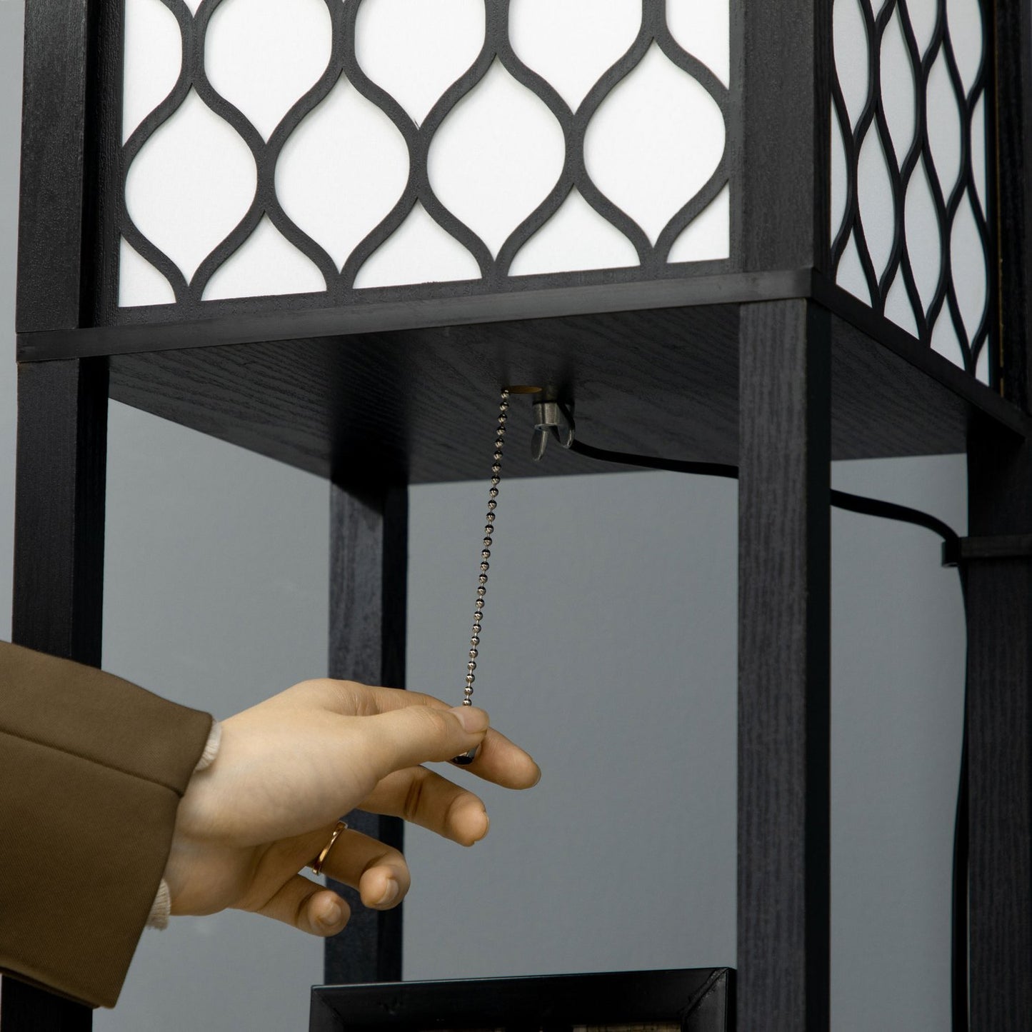 Floor lamp with shelf, double light, 40W zipper