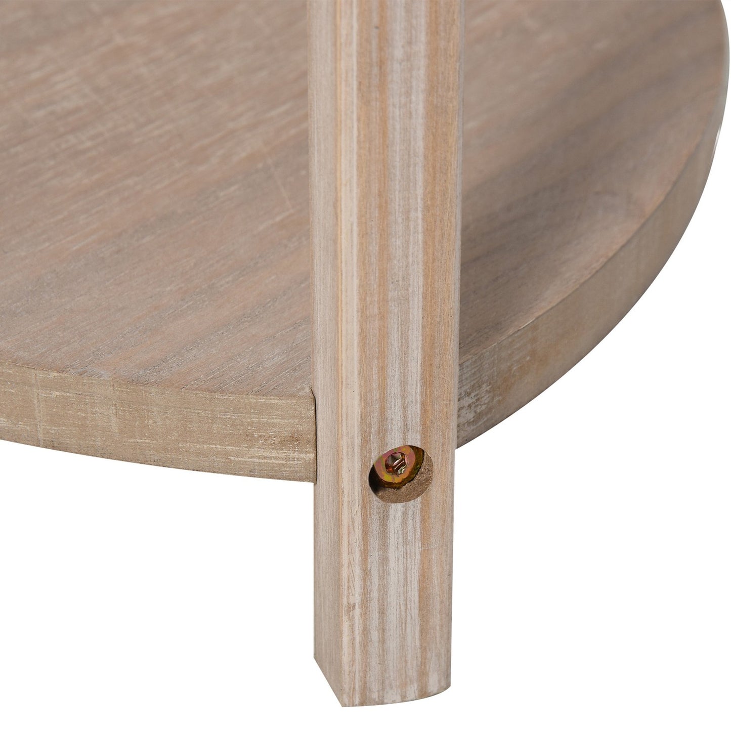 Scandinavian wooden floor lamp with shelf and linen shade