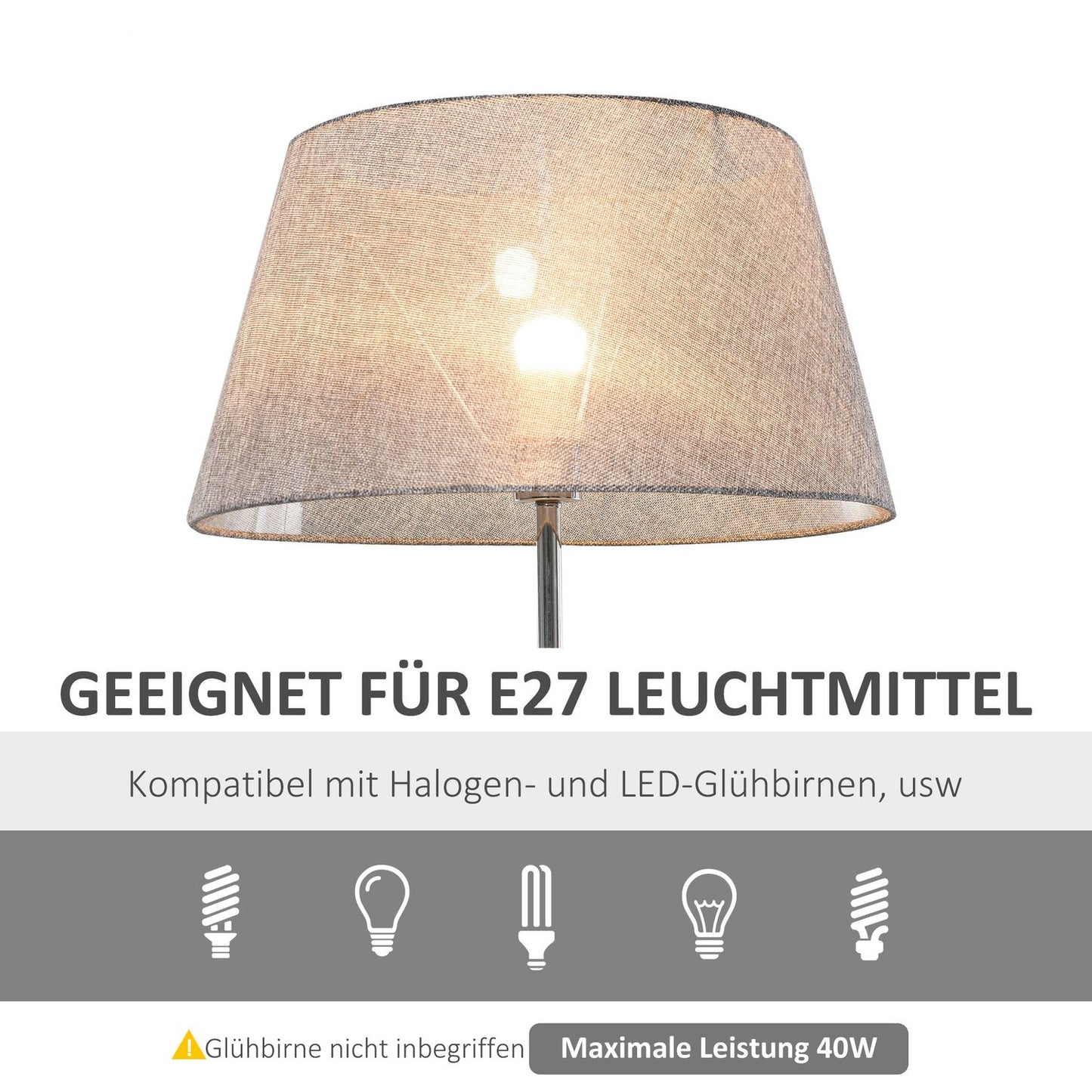 Scandinavian wooden floor lamp with shelf and linen shade
