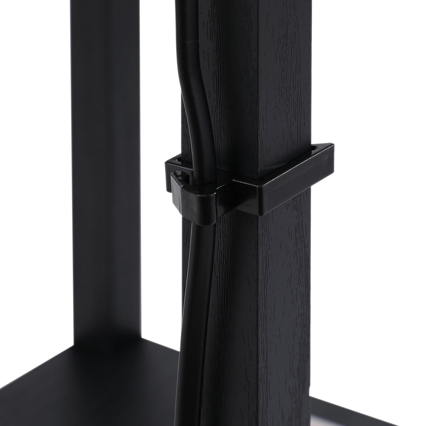 Floor lamp with shelves - black wood, 160cm, E27 40W