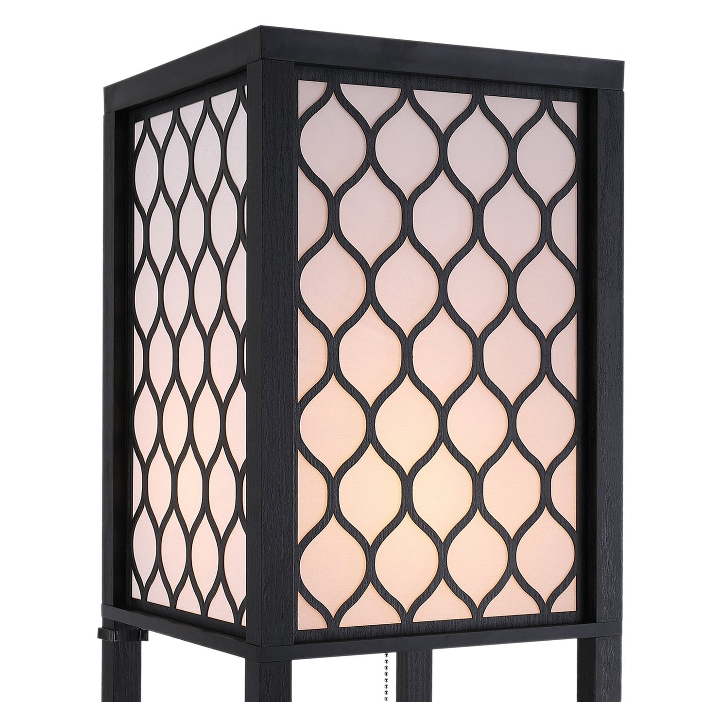 Floor lamp with shelves - black wood, 160cm, E27 40W