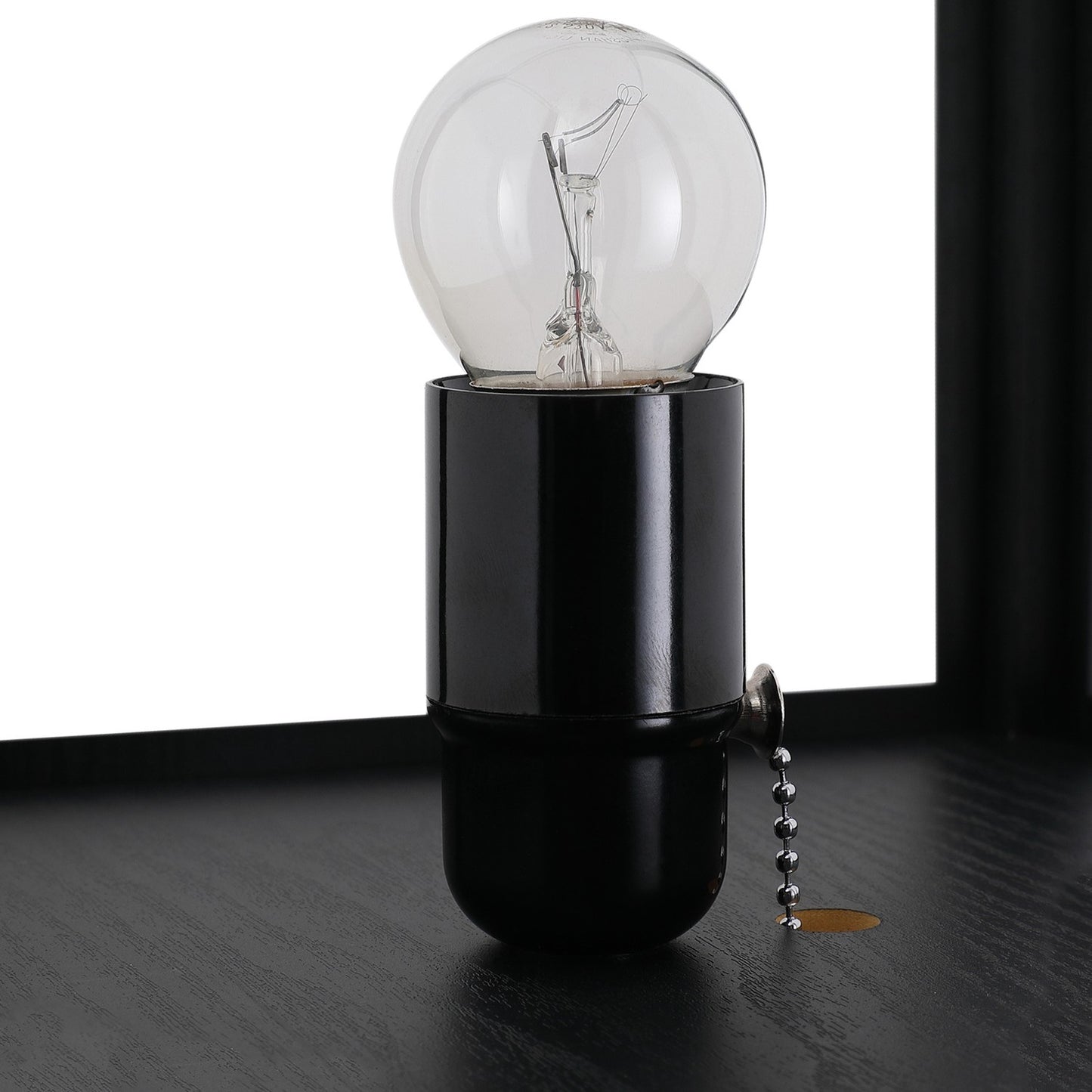 Floor lamp with shelves - black wood, 160cm, E27 40W