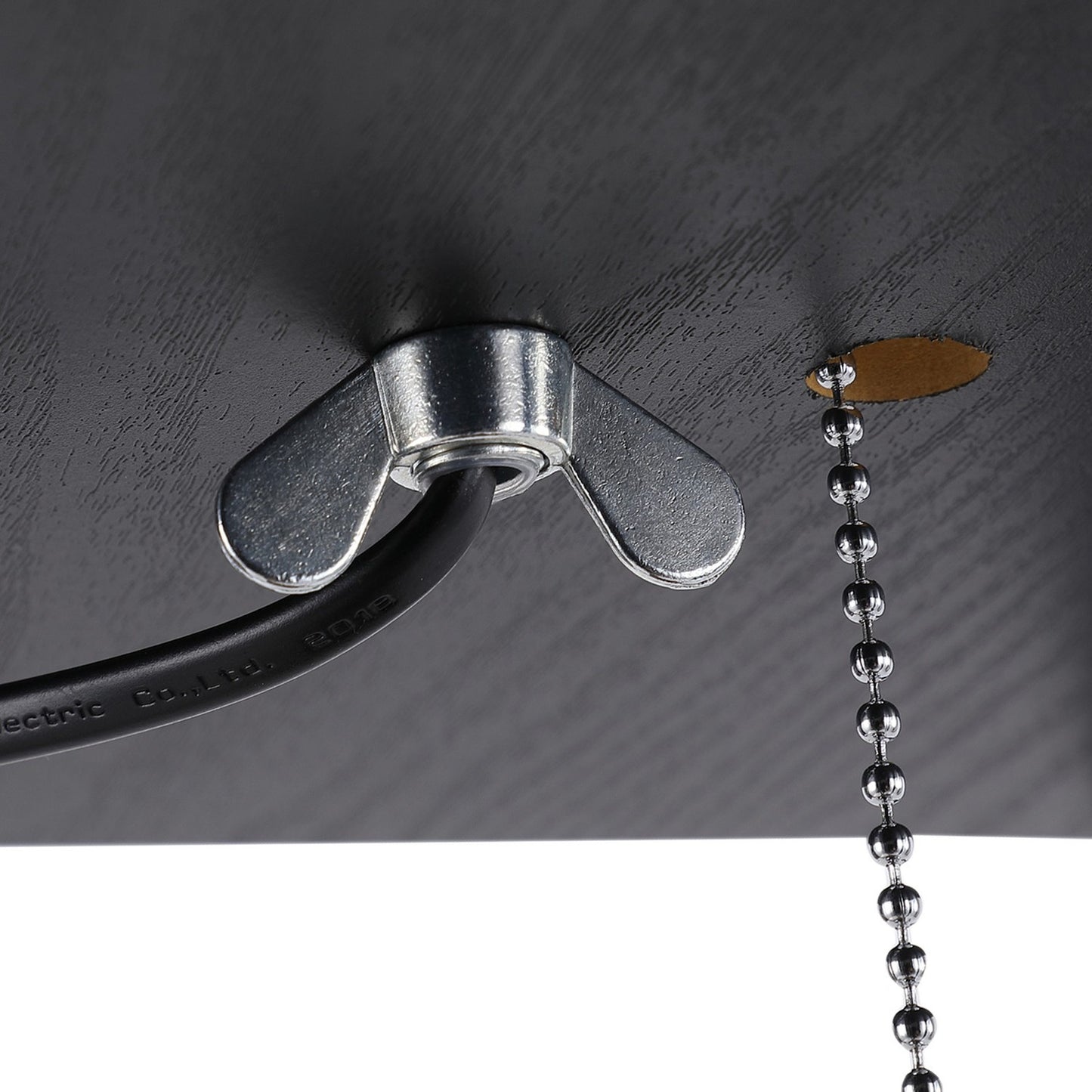Black wooden floor lamp with shelves, E27 base, 160cm