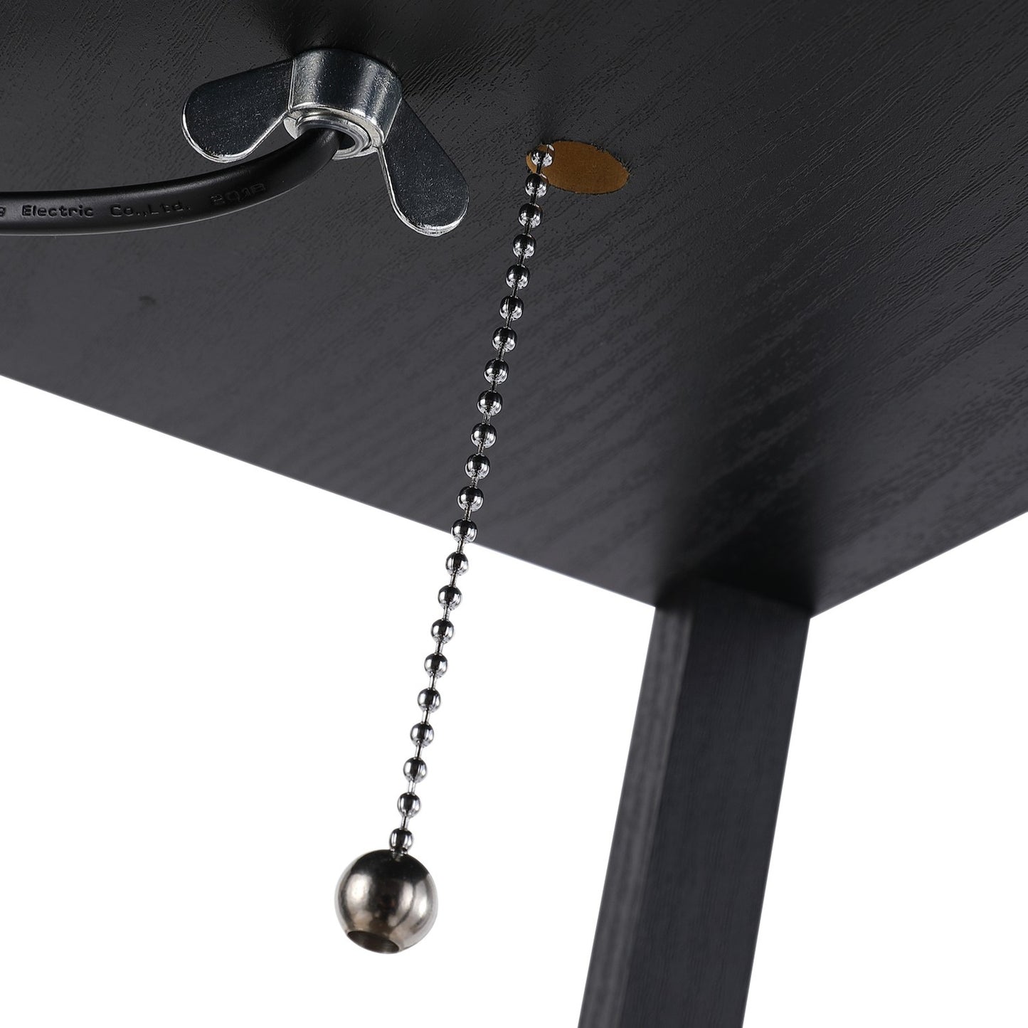 Black wooden floor lamp with shelves, E27 base, 160cm