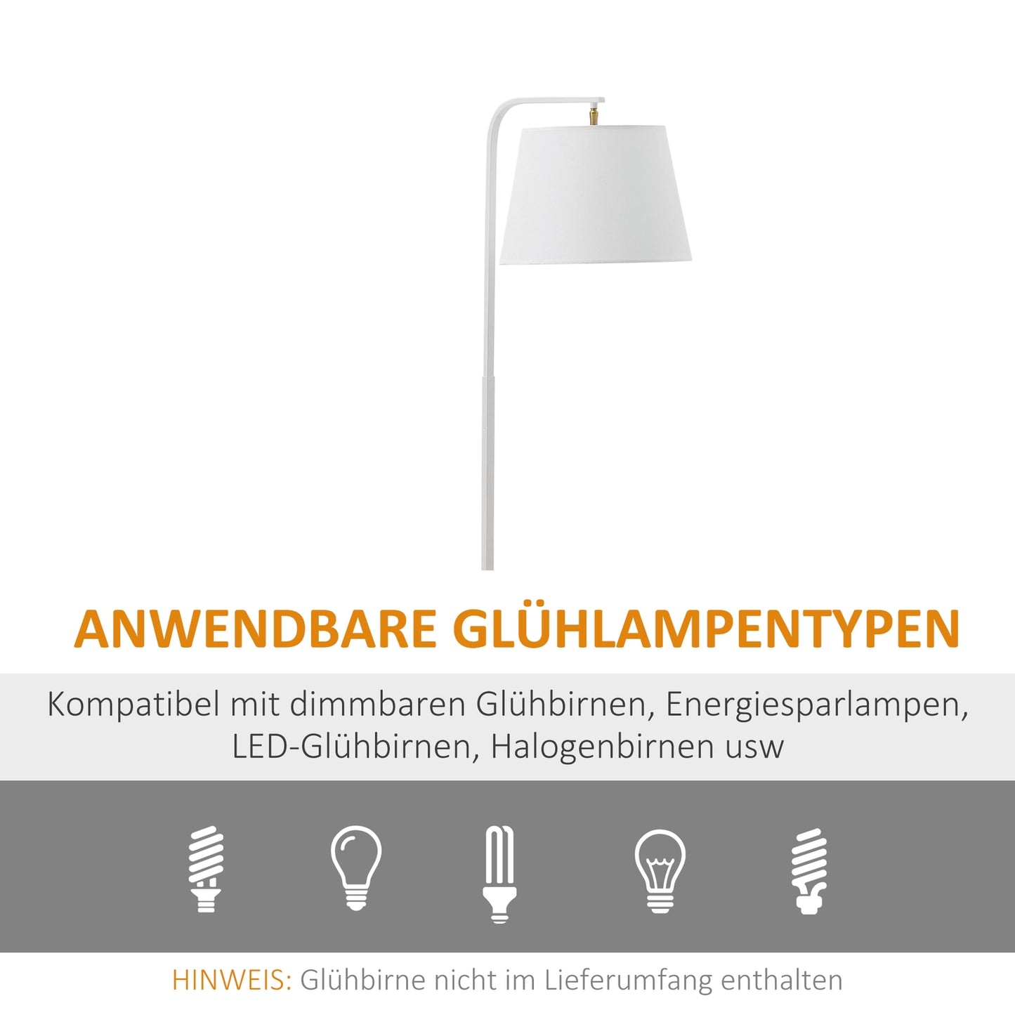 Floor lamp with shelves and table, E27, White metal