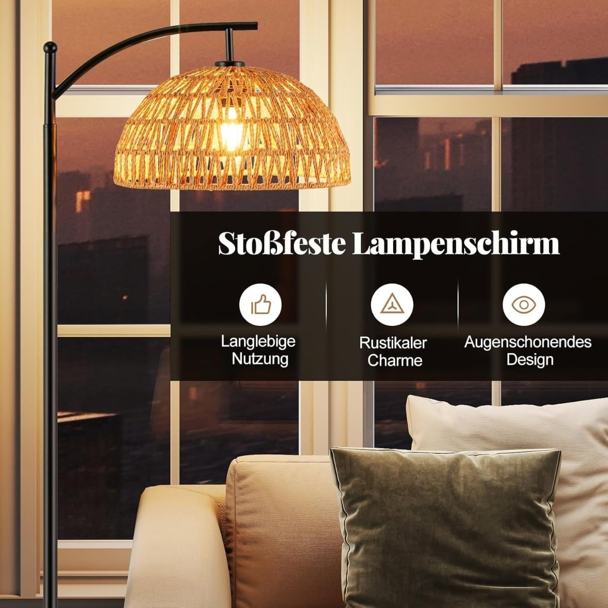 Floor Lamp with Hanging Shade & Foot Switch, 160 cm, E27 Socket