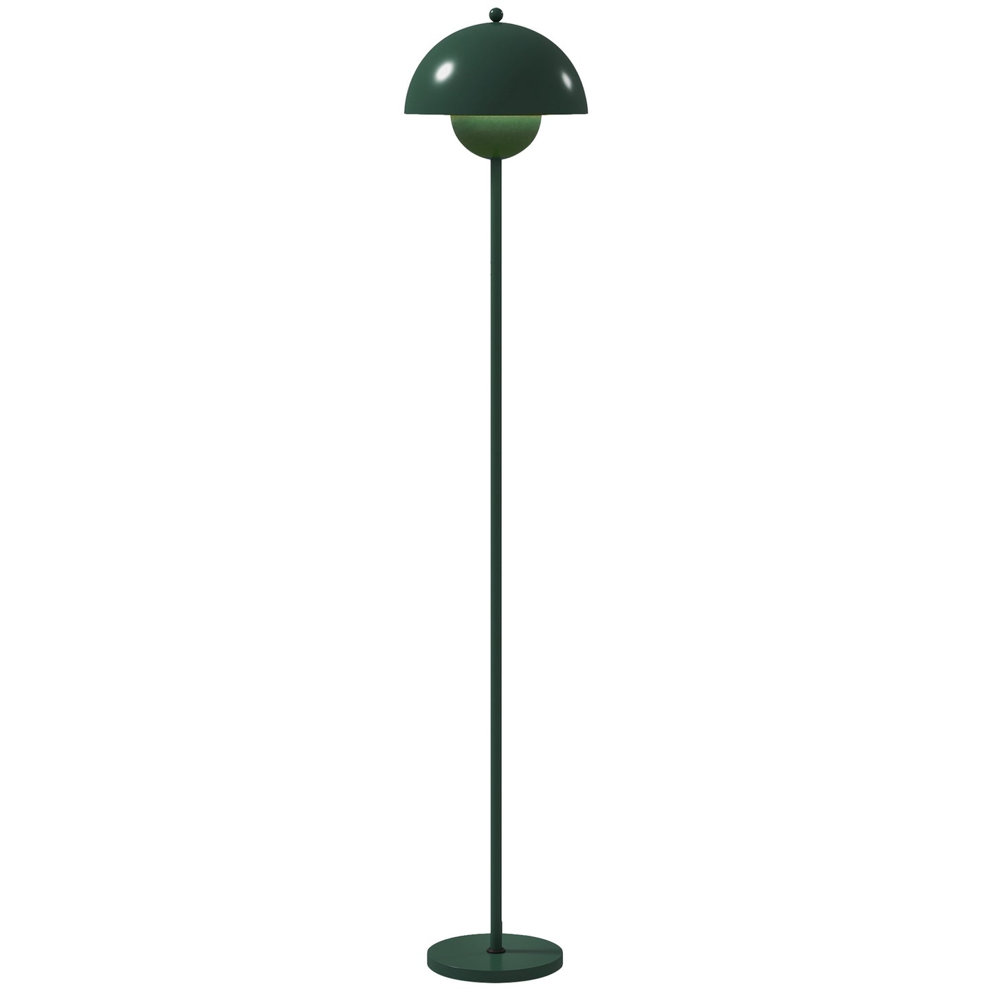 Floor Lamp with Round Shade, Foot Switch, Long Cable, Green