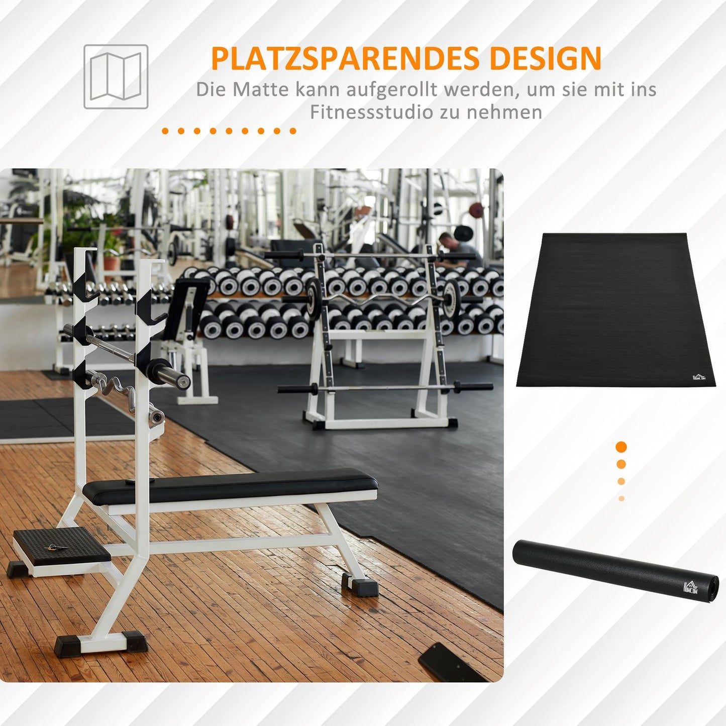 PVC Floor protection mat for exercise equipment - Black, 180x90cm